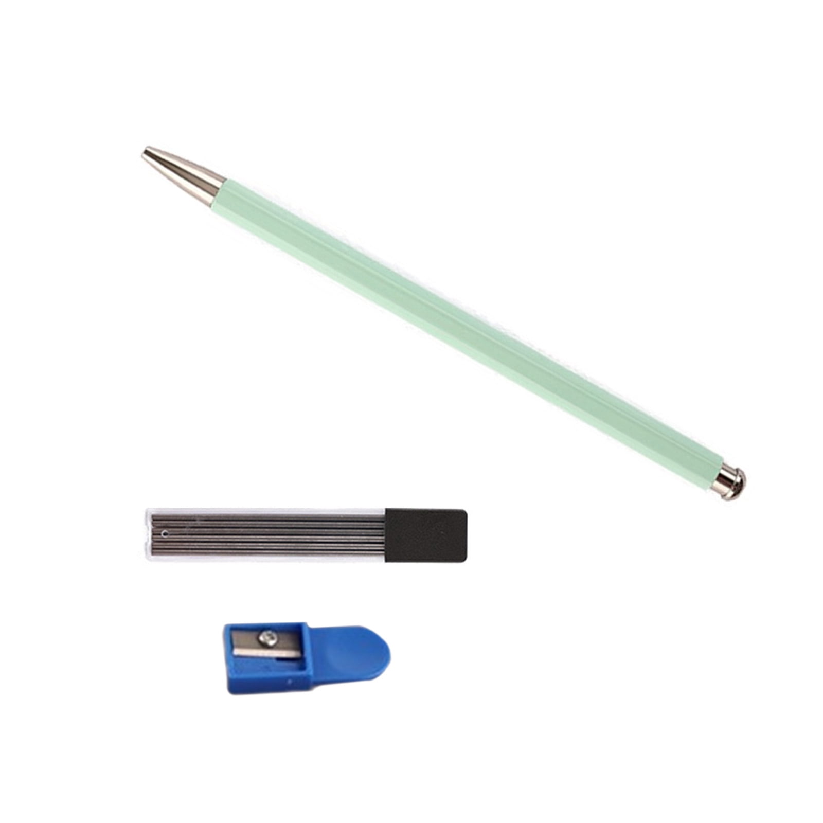 Metal Everlasting Pen with Sharpener & Refills, Ergonomic Handle Metal Mechanical Pencil Student Drawing Pen Sketch Pen