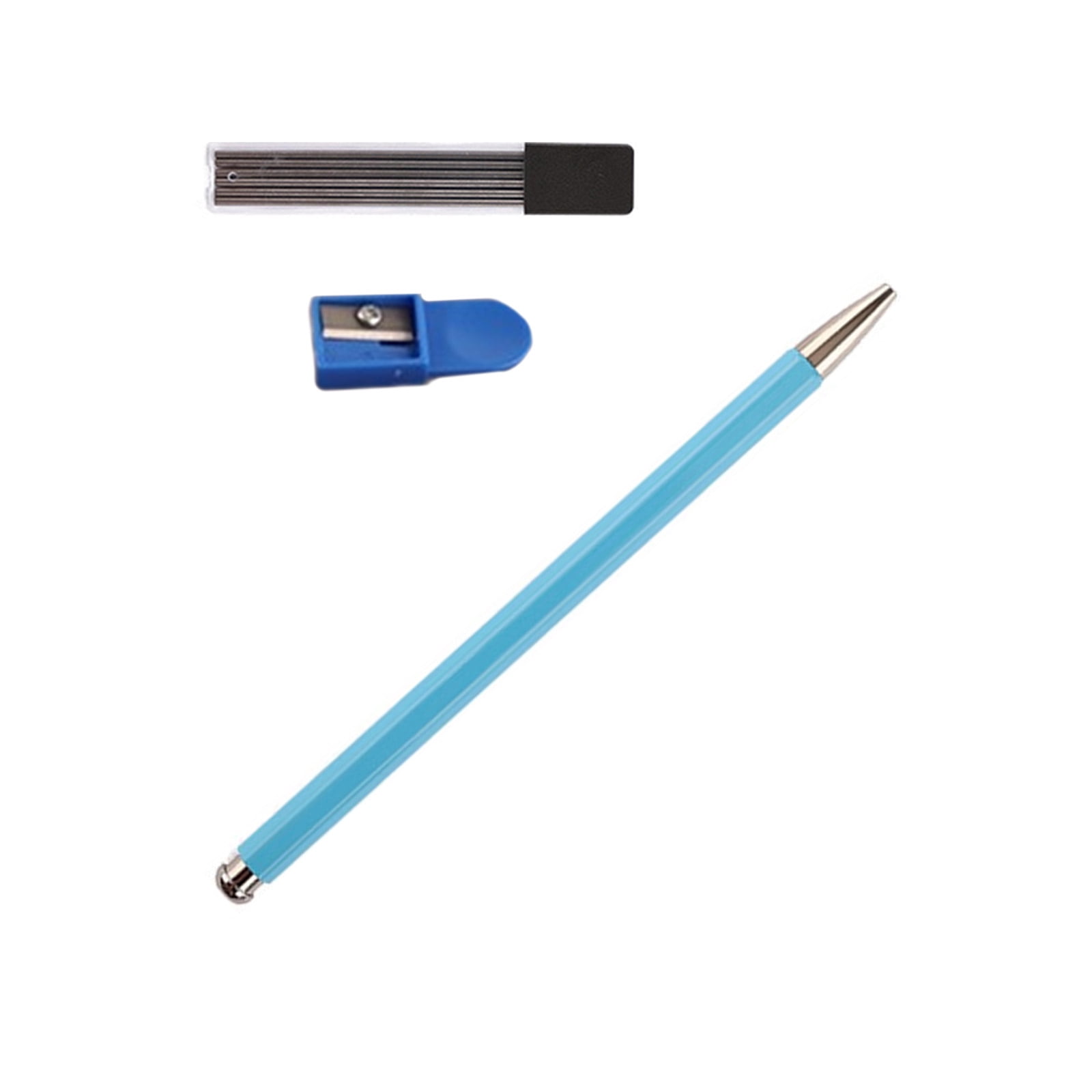 Metal Everlasting Pen with Sharpener & Refills, Ergonomic Handle Metal Mechanical Pencil Student Drawing Pen Sketch Pen
