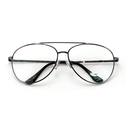 Metal Aviator No Line Progressive Trifocal Clear Lens Reading Glasses - Better Then Bi-Focal bifocal Reader
