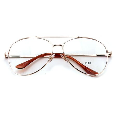 Metal Aviator No Line Progressive Trifocal Clear Lens Reading Glasses - Better Then Bi-Focal bifocal Reader