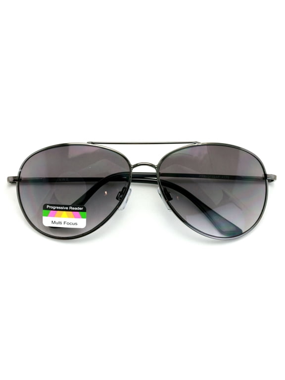 Metal Aviator No Line Progressive Trifocal Sunglasses Reading Glasses - Better Then Bi-Focal bifocal - Outdoor Sun Reader