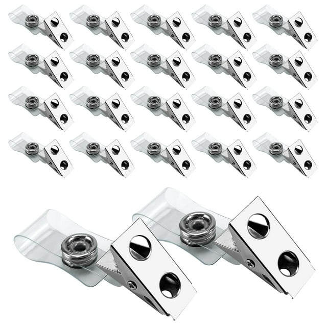 Metal Badge Clips with Clear PVC Straps, ID Card Holder Adapter for ...
