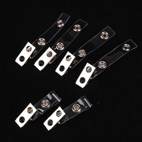 Metal Badge Clips with Clear PVC Straps, Premium Double Hole Metal Badge Clips for ID Cards,25PCS