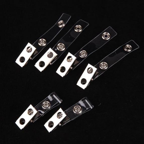 Metal Badge Clips with Clear PVC Straps, Premium Double Hole Metal Badge Clips for ID Cards,25PCS