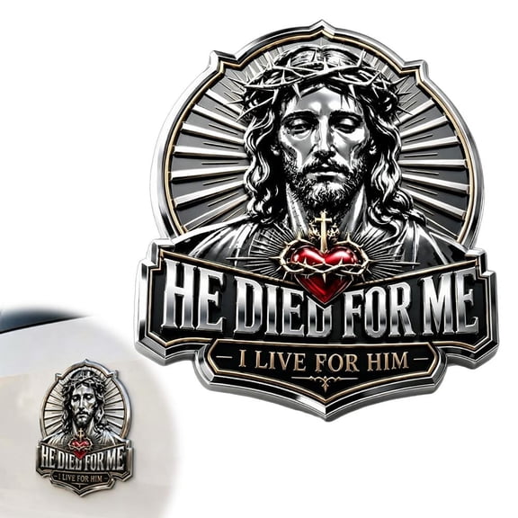 Metal Badge with Cross Heart Design, Truck Emblem Car Side Rear Front Hood Trunk Door Bumper Decal Stickers