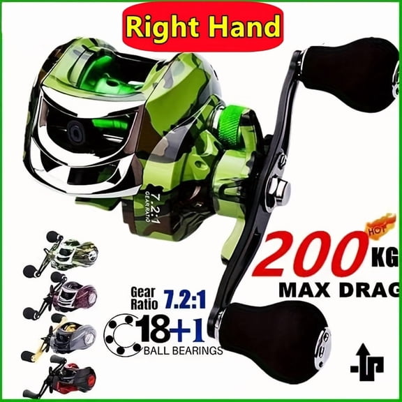Metal Baitcasting Fishing Reel, Dual Hand Operation, Strong Drag Bearings For Freshwater Saltwater Fishing