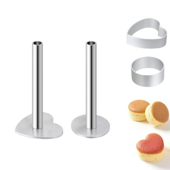 Metal Baking Cutter Maker Kit,QZS Circle, Heart Shapes with Cutter & Pusher,Metal Cake Pop Cutter Kit for Home Baking & Parties