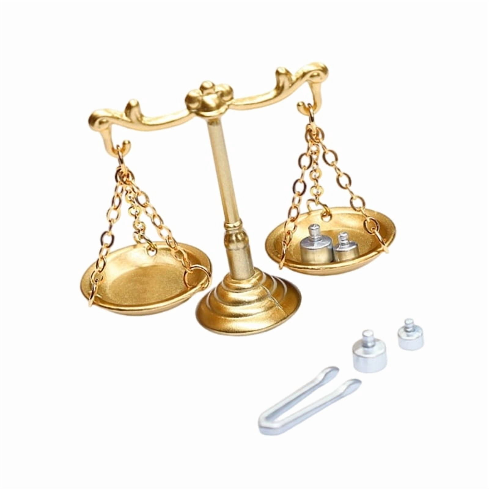 Metal Balance Scale and Weights Set Model Figurine For 1/6 1/12 Scene ...