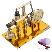 Metal Balance Single Cylinder Stirling Engine Model, External Combustion Hot Air Engine with LED Bulb Power Generation, STEM Education & Desktop Collectible Gift for Hobbyists