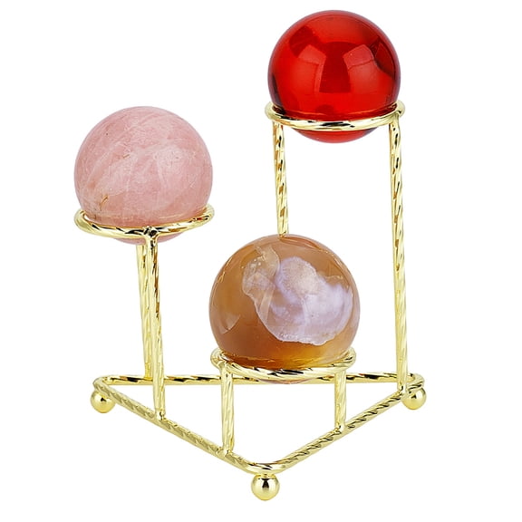 Metal Ball Stand Metal Sphere Display Stand 3 Eggs Display Stands Triangular Ball Base Desktop Ornament Rack for Home Office