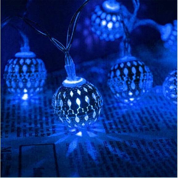 Metal Ball String Lights, 5m 50LED Metal Grobe String Light Fairy Lights Battery with 8 Mode for Christmas Home Party