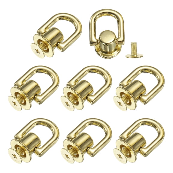 Metal Ball Studs Rivets D Ring, 8 Pcs Ball Post Head Buttons Studs Rivets with Screw (Dark Gold)