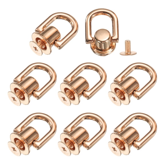 Metal Ball Studs Rivets D Ring, 8 Pcs Ball Post Head Buttons Studs Rivets with Screw (Light Gold)