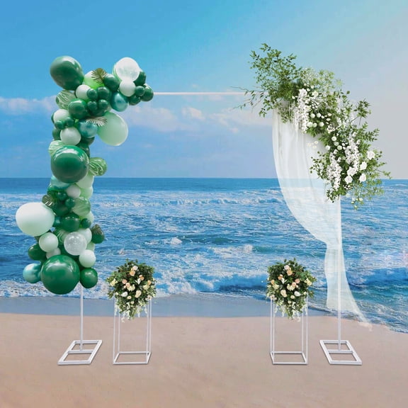 Metal Balloon Stand with 2 Flower Racks Wedding Stand 2*2m Backdrop Decoration for Weddings, Birthday Parties, Christmas Parties