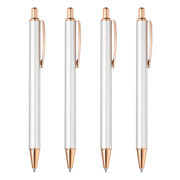 Metal Ballpoint Pen, 4Pcs Retractable Pens Black Ink 1.0mm Point, Silver