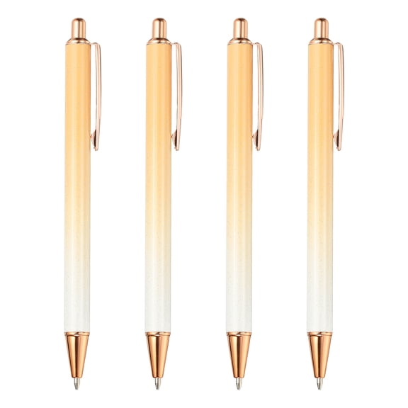 Metal Ballpoint Pen, 4Pcs Retractable Pens Black Ink Style 2, Orange/White