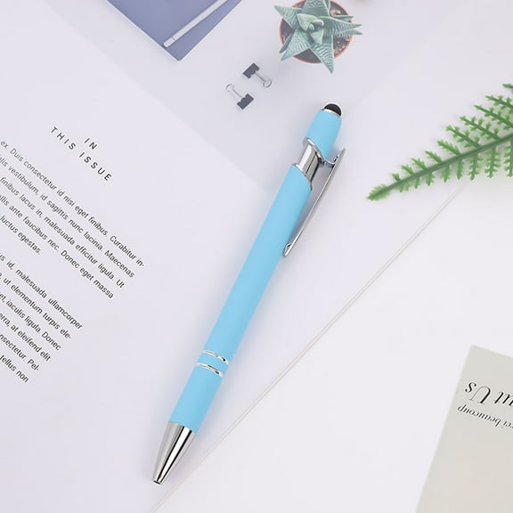 Metal Ballpoint Pen, 5.9 In 0.5mm 10ml Ink, 2 In 1 Stylus Soft Tip for Touch Screen, Click Mechanism, Suitable for Business Office Writing, 5 Pack