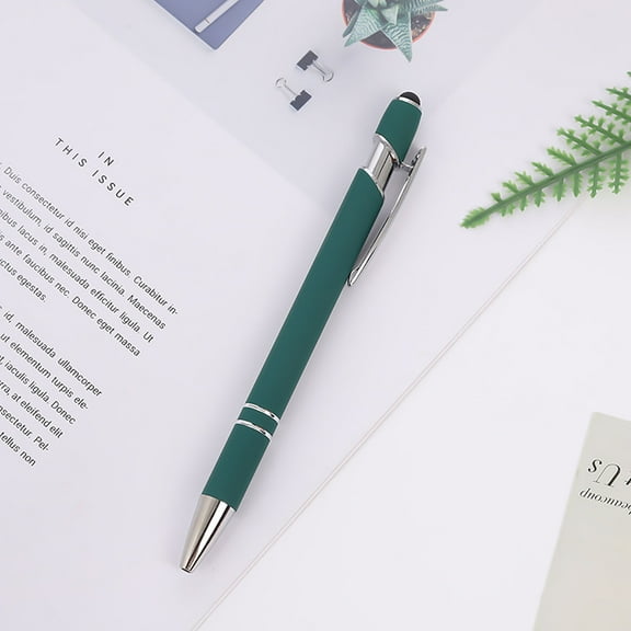 Metal Ballpoint Pen, 5.9 In 0.5mm 10ml Ink, 2 In 1 Stylus Soft Tip for Touch Screen, Click Mechanism, Suitable for Business Office Writing, 5 Pack