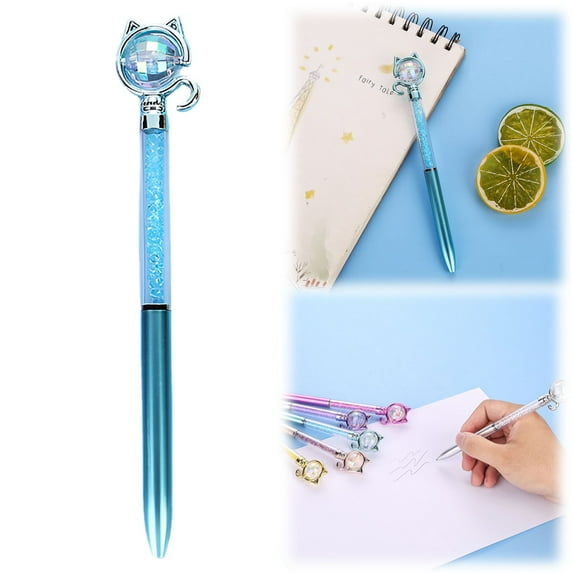 Metal Ballpoint Pens with Cute Cat, Gel Ink Pen Fine Point Black Ink Pen for Journaling, Writing, Drawing Office Home Stationery, Party Decoration Pen