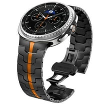 Metal Band Compatible for Samsung Galaxy Watch 8 Classic 46mm, Stainless Steel Chain Watch Strap with Butterfly Folding Clasp Adjustable Band for Samsung Galaxy Watch 8 Classic 46mm, Blackorange