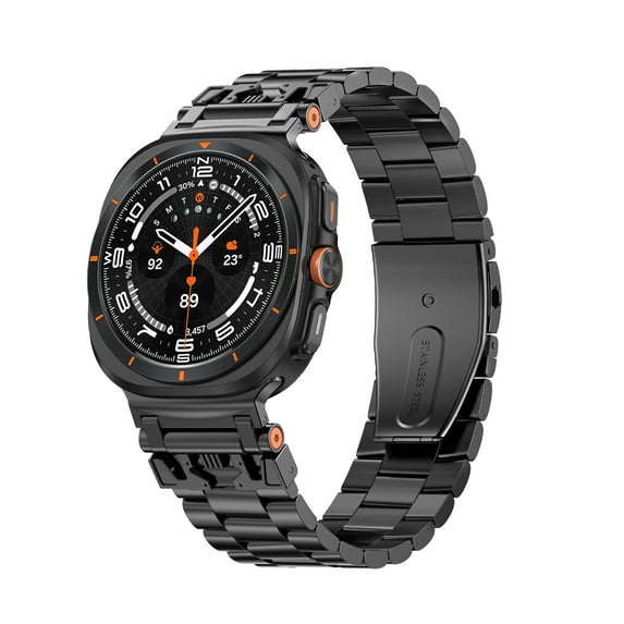 Metal Band for Samsung Galaxy Watch Ultra 47mm, Classy Solid Stainless Steel Strap One Click Attachment Replacement Metal Band for Galaxy Watch Ultra 47mm,Black