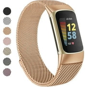 Metal Bands for Fitbit Charge 5 Band for Women Men, Magnetic Clasp Stainless Steel Mesh Loop Bands for Fitbit Charge 5,Silver