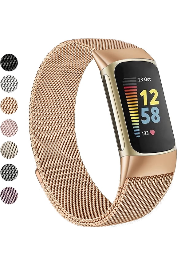 Metal Bands for Fitbit Charge 5 Band for Women Men, Magnetic Clasp Stainless Steel Mesh Loop Bands for Fitbit Charge 5,Silver