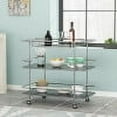 thumbnail image 1 of Metal Bar Car with Glass,Black+Silver Glass Furniture Dining Kitchen Islands Carts, 1 of 11