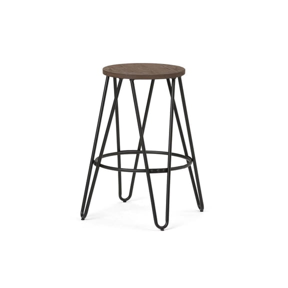 Metal Bar Stool Industrial Style Wood Seat - Pub & Counter Height