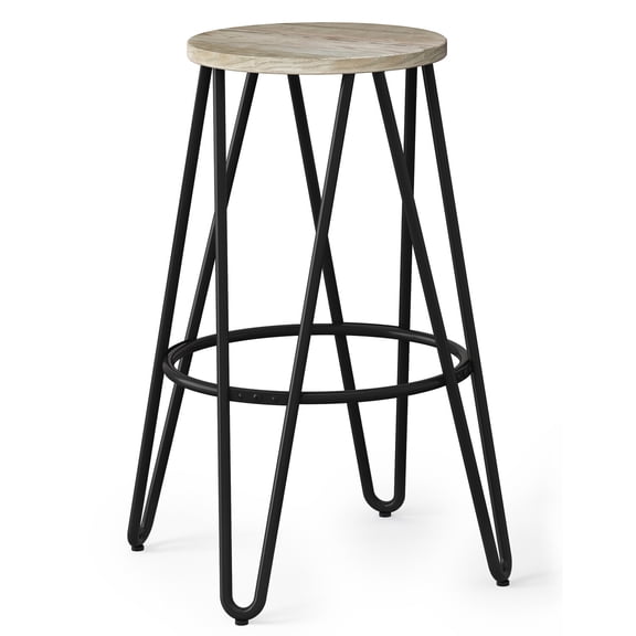 Metal Bar Stool Industrial Style Wood Seat - Pub & Counter Height