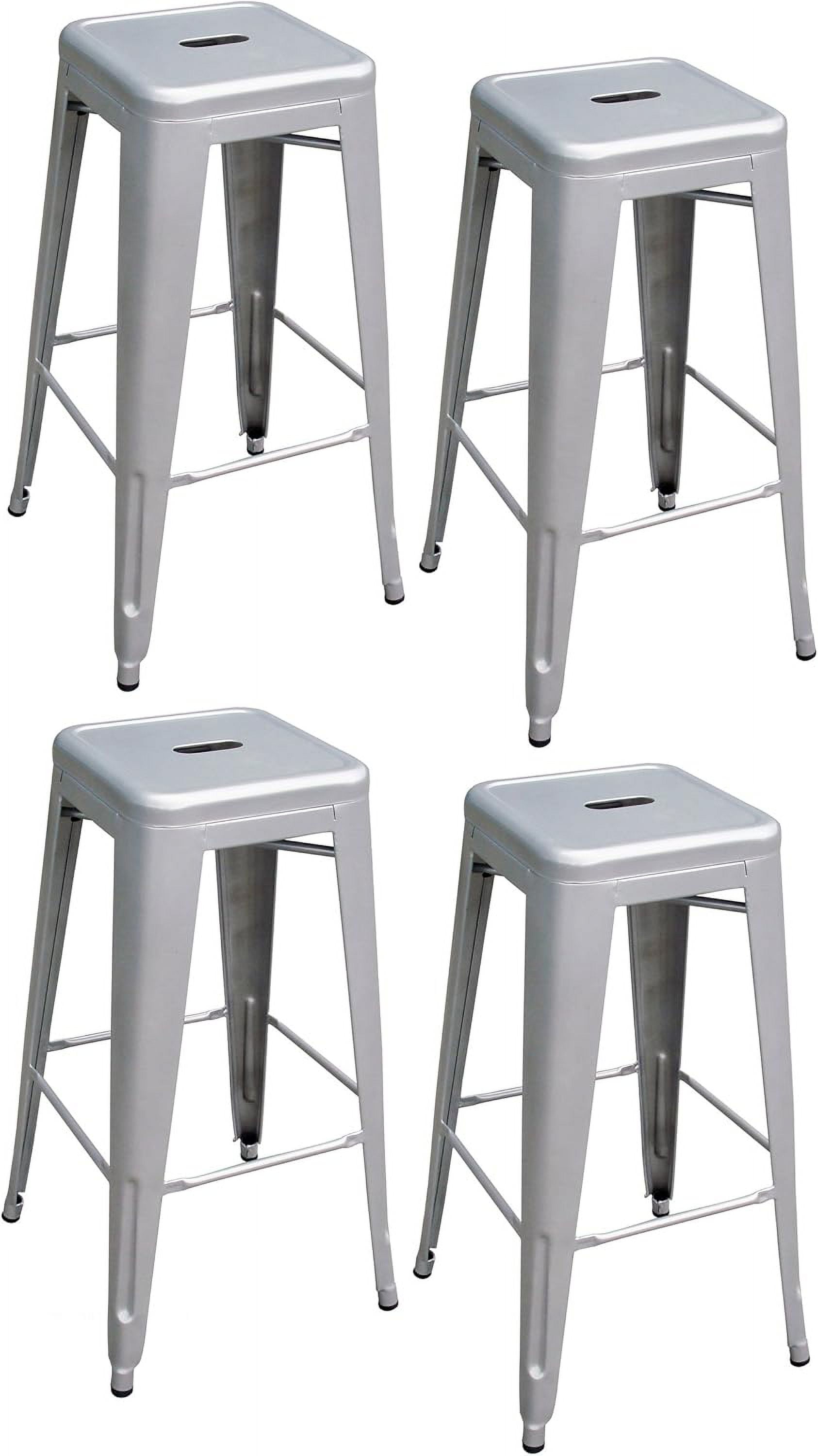 Gunmetal 30-Inch Stackable Metal Bar Stools, Set of 4