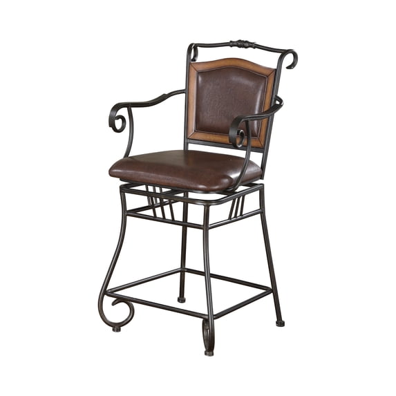 Upholstered Counter Height Stool Brown and Bronze