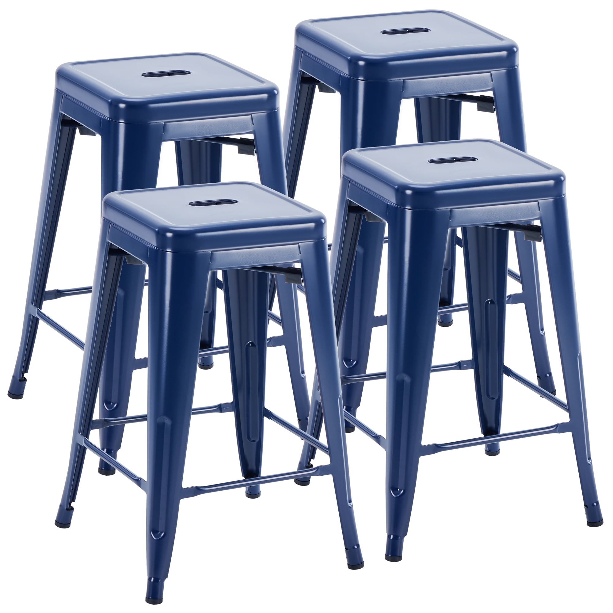Metal Bar Stools, 4-Pack, Backless Counter Height, Stackable