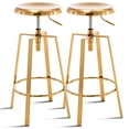 thumbnail image 1 of Metal Bar Stools Set of 2, Modern Backless Adjustable Swivel Counter Height Barstools with Bullnosed Seat, Hoop Footrest, Rubber Pads for Kitchen Island, Bar, Dining or Pub (Gold), 1 of 12