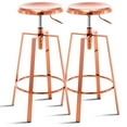 thumbnail image 1 of Metal Bar Stools Set of 2, Modern Backless Adjustable Swivel Counter Height Barstools with Bullnosed Seat, Hoop Footrest, Rubber Pads for Kitchen Island, Bar, Dining or Pub (Rose Gold), 1 of 11