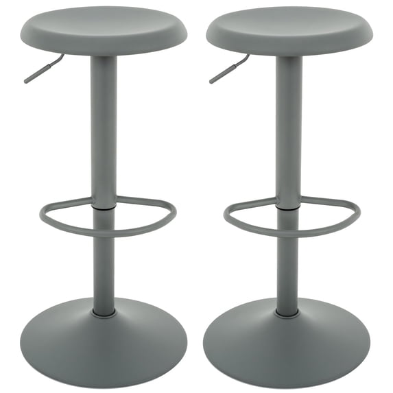 Metal Bar Stools Set of 2, Counter Height Adjustable Barstools, Backless 360° Swivel Kitchen Stools for Island, Dining, Bistro, Pub (Gray)