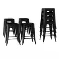 Metal Bar Stools Set of 4, 24" Stackable Stools, Square Industrial