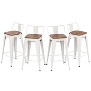 Metal Bar Stools Set of 4 Industrial Bar Height Stools with Back Bar Chairs