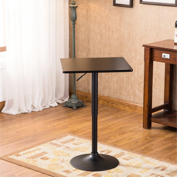 Metal Bar Table With Adjustable Height In Black Square Top - 26" To 36" Stylish Option 24" X 36"h Style