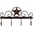 thumbnail image 1 of Yebei Rustic Farmhouse Star Key Rack Holder with 4 Hooks, Decorative Metal Wall-Mounted Design, 10-Inch, Dark Brown, 1 of 6