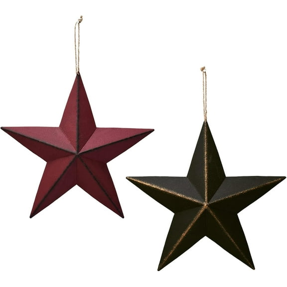 Metal Barn Star Patriotic Home Primitive Indoor Outdoor Wall Art 12" Hanging Texas Stars ations for Walls Fence Porch House July of 4th ation (Red+Black)