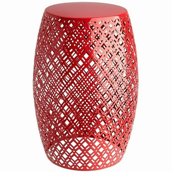 Metal Barrel Stool for Indoor Outdoor Use, Sturdy Seat with Vintage Design, Perfect for Patio Deck Garden Living Room, Red