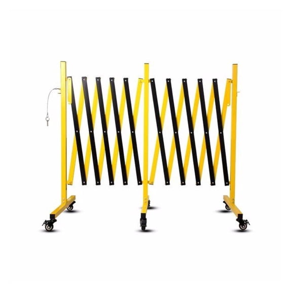 Metal Barricade 17FT - Retractable Security Gate with Casters, Portable Traffic Control Barrier for Construction, Driveways, Events, and Parking Lots