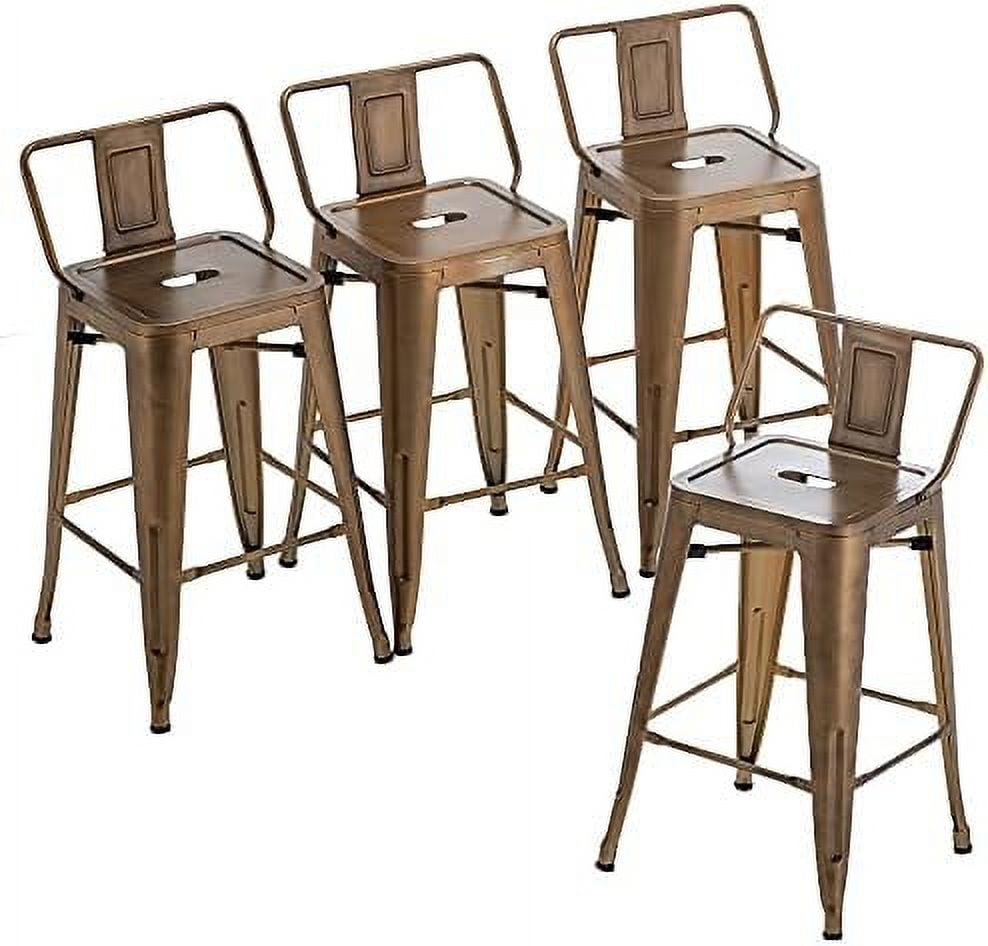 Metal Barstools Set of 4 Industrial Stools Counter Stools with Backs ...