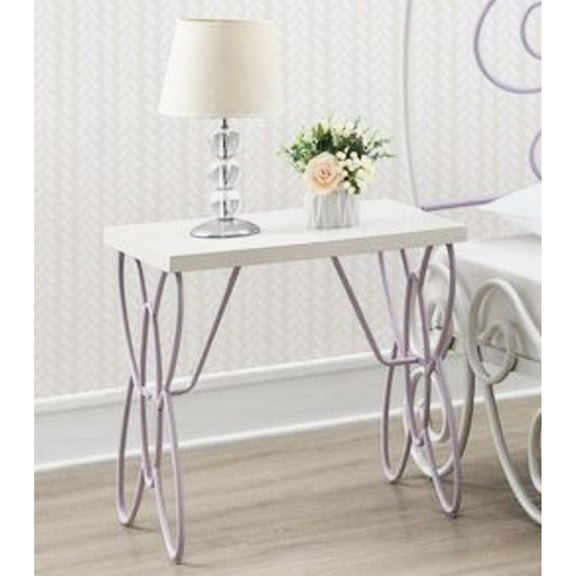 Metal Base Bench With Padded Seat - White Synthetic Leather, Purple Finish, Elegant Butterfly Design, Fits Bedrooms & More Stylish Backless Leather Base, For Living Area