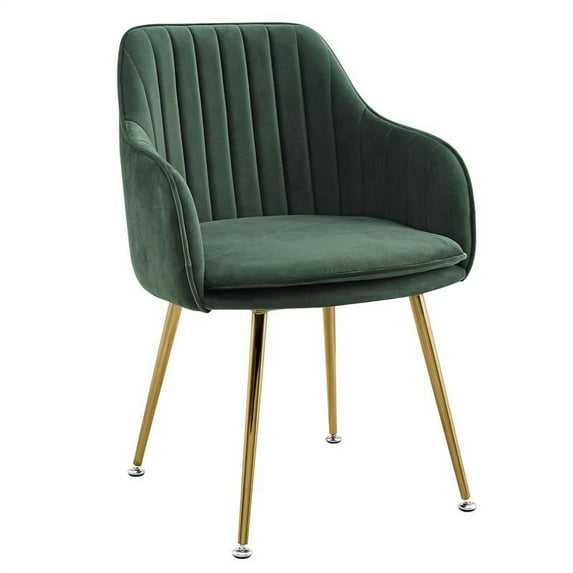 Metal Base Velvet Hunter Accent Chair