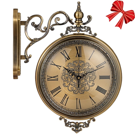 Metal Base Victorian Style Victorian Style Double-Sided Wall Clock