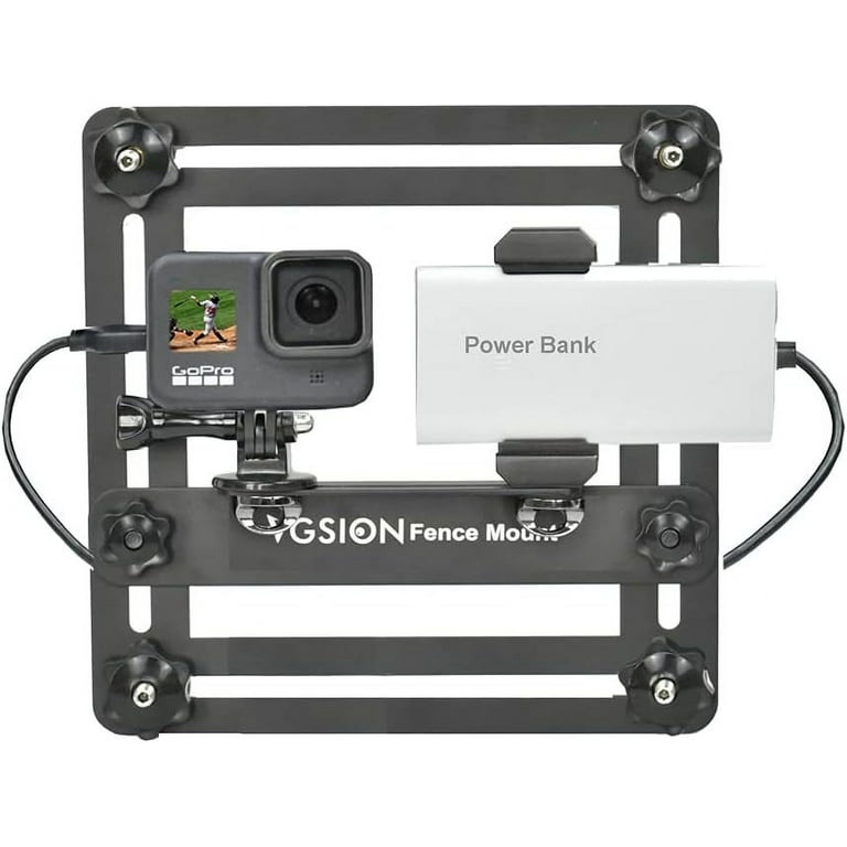 Metal Baseball Fence Mount Support Recording While Charging for GoPro Hero  10, Hero 9 / 8/ 7/6 , Insta360 One R