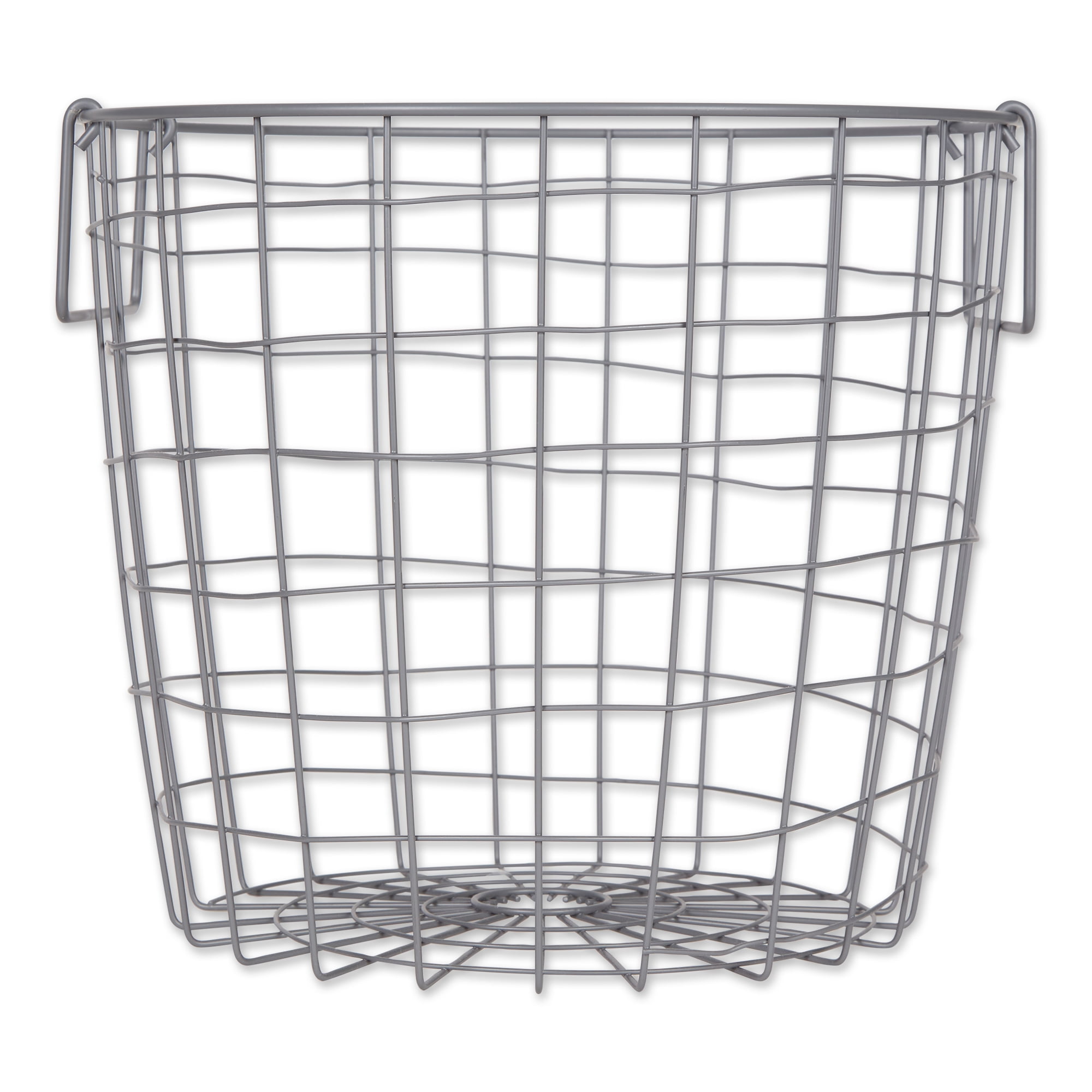 Cool Gray Round Metal Storage Basket 14"x14"x12"