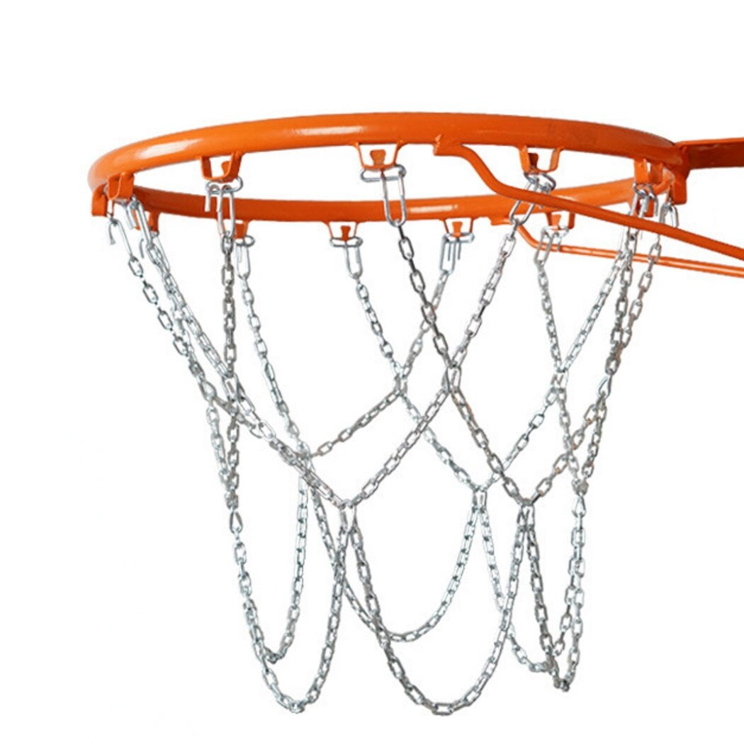 Metal Basketball Nets, Galvanized Steel Chain Basketball Net with 12 Hooks for Most Standard Hoops in Indoor Outdoor Courts, Heavy Duty Metal Chain Replacements